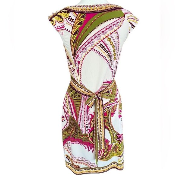 Dress Barn abstract print embellished dress with tie back polyester/spandex sz 4 - Picture 8 of 9